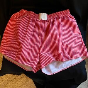 Source Unknown Red and White Striped Women's Shorts